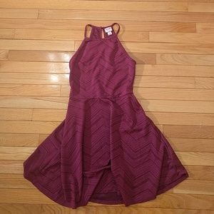 High neck maroon dress